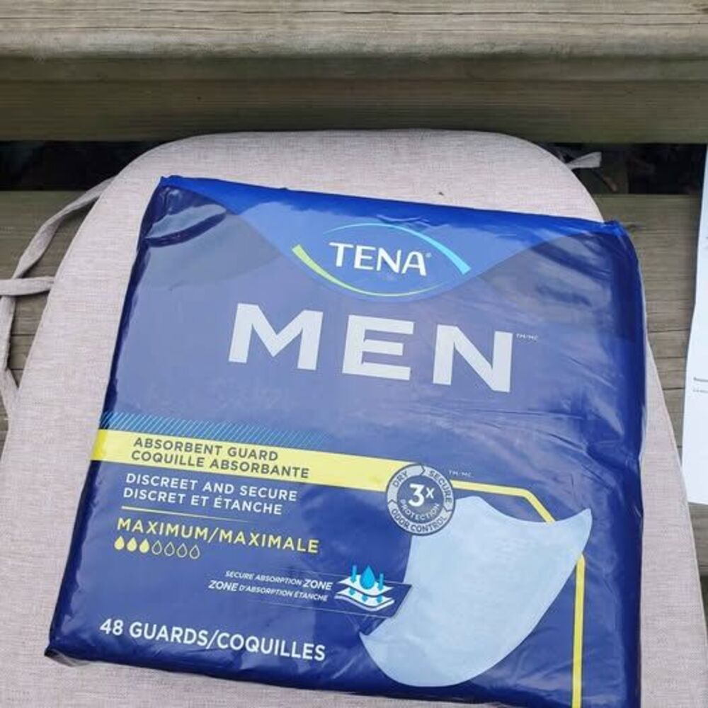 Tena maximum men Incontinence pad leakage Guards 48 count yellow 3 drop pack